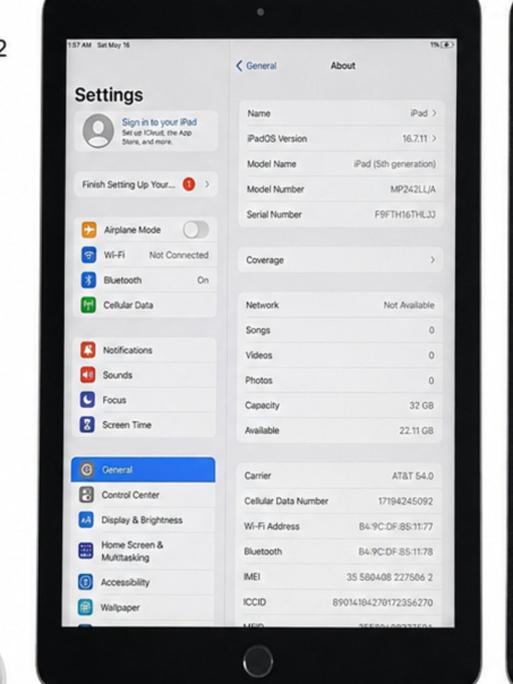 Apple iPad 5, 32 gb, Unlocked, Cellular, Black, #3D